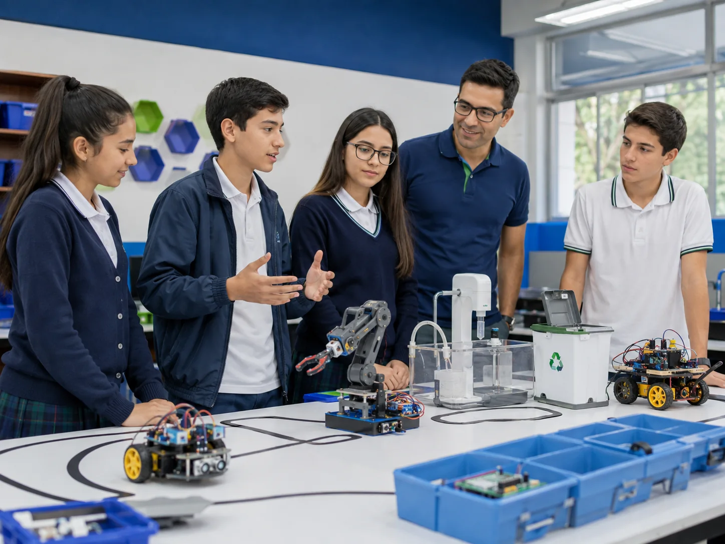 Imagen conceptual de estudiantes desarrollando proyectos de robótica SEC TecnoMakers